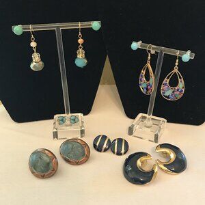 Lot of 8 Pierced Earrings - Tones of Blue
